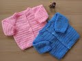 Como hacer en crochet o ganchillo dos cárdigans para bebés en distintas tallas