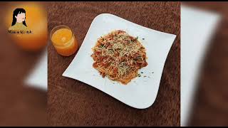 سباغيتي بصلصة الطماطم  و اللحم المفروم لذيذة و سريعة spaghetti au sauce tomate et viande hachée