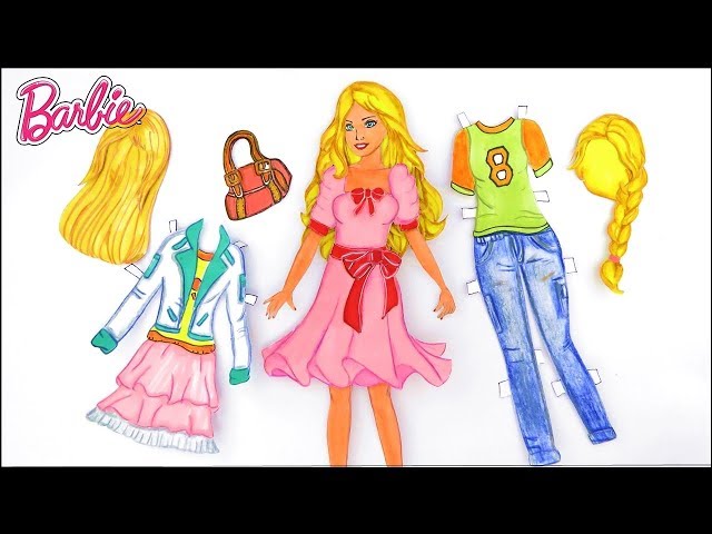 Como fazer uma BARBIE de PAPEL, Como fazer roupas de papel para boneca  Barbie fácil