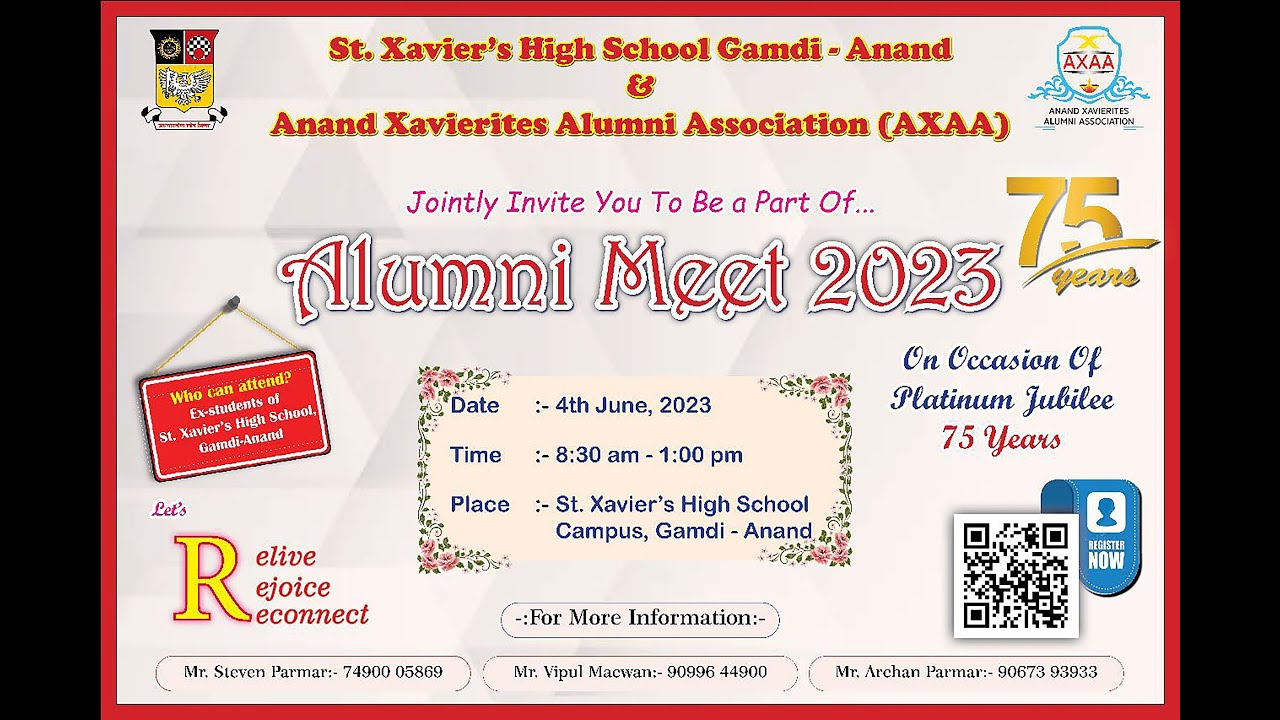 ST.XAVIER'S HIGH SCHOOL & ANAND XAVIERITES ALUMNI ASSOCIATION jointly