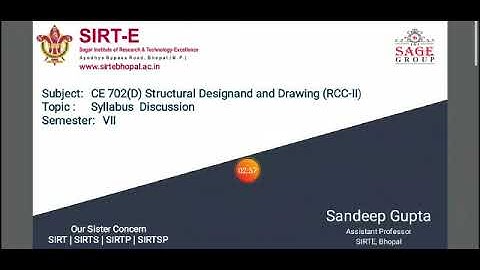 STRUCTURE DESIGN AND DRAWING (RCC-II) | BY PROF. SANDEEP GUPTA | SIRTE BHOPAL