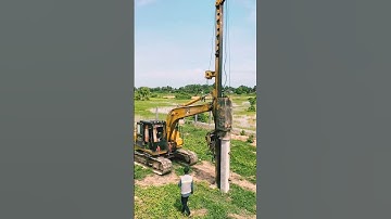 máy xúc đất đóng cọc bê tông cực mạnh ầm ầm #excavator #tinnong