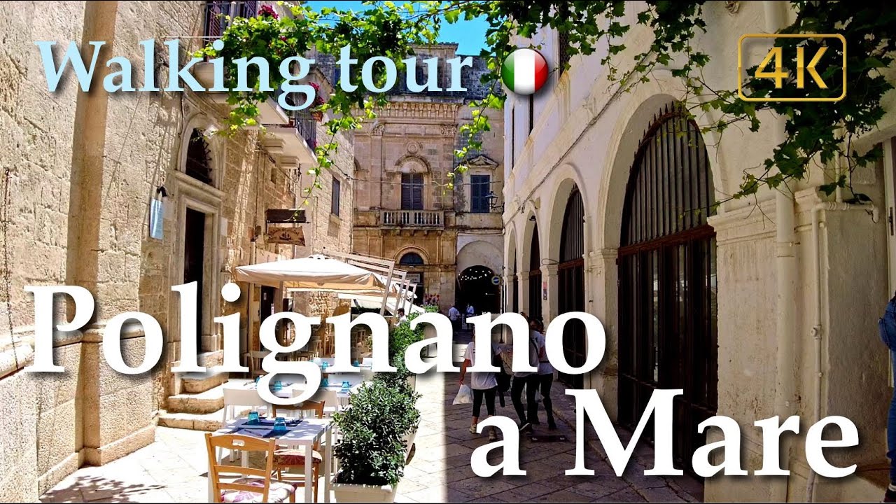 Polignano a Mare (Puglia), Italy【Walking Tour】History in Subtitles - 4K