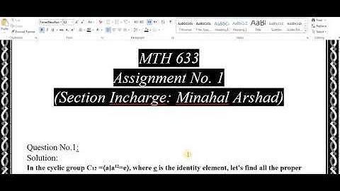 Mth633 Assignment 01 Solution Fall 2023||Minahal Arshad||mth633 Assignment solution 01 2023