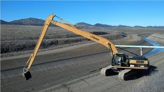 Long Longest Reach Excavator in Action, Heavy Equipment Machines Powerful Monster