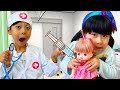 【寸劇】メルちゃんがお熱！？病院ごっこで治してあげよう！【ごっこ遊び】Yu and Yuna pretend to be in the hospital