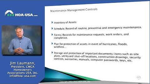 HOA-USA Board Training Video #7 - Maintenance