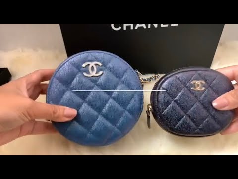 CHANEL 22B Golden CC Dark Blue Royal O-Coin Purse Card Holder Zip