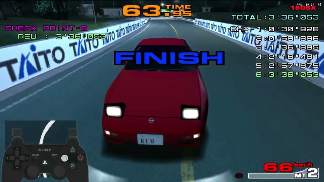 Taito Battle Gear 3 PS2 - Time Attack - Akina Uphill - Nissan 180SX - Run 2