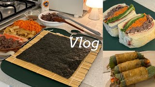 자취생브이로그 │ 간단하면서 맛있는 살 빠지는 일주일 직장인 점심도시락 만들기 │ 곤약불고기김밥, 불고기샌드위치, 메밀유부롤, 닭가슴살또띠아랩