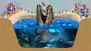 LEGO Dam Breach  Flood Disaster Due Battle Crocodiles, Dinosaurs and Sea Monsters