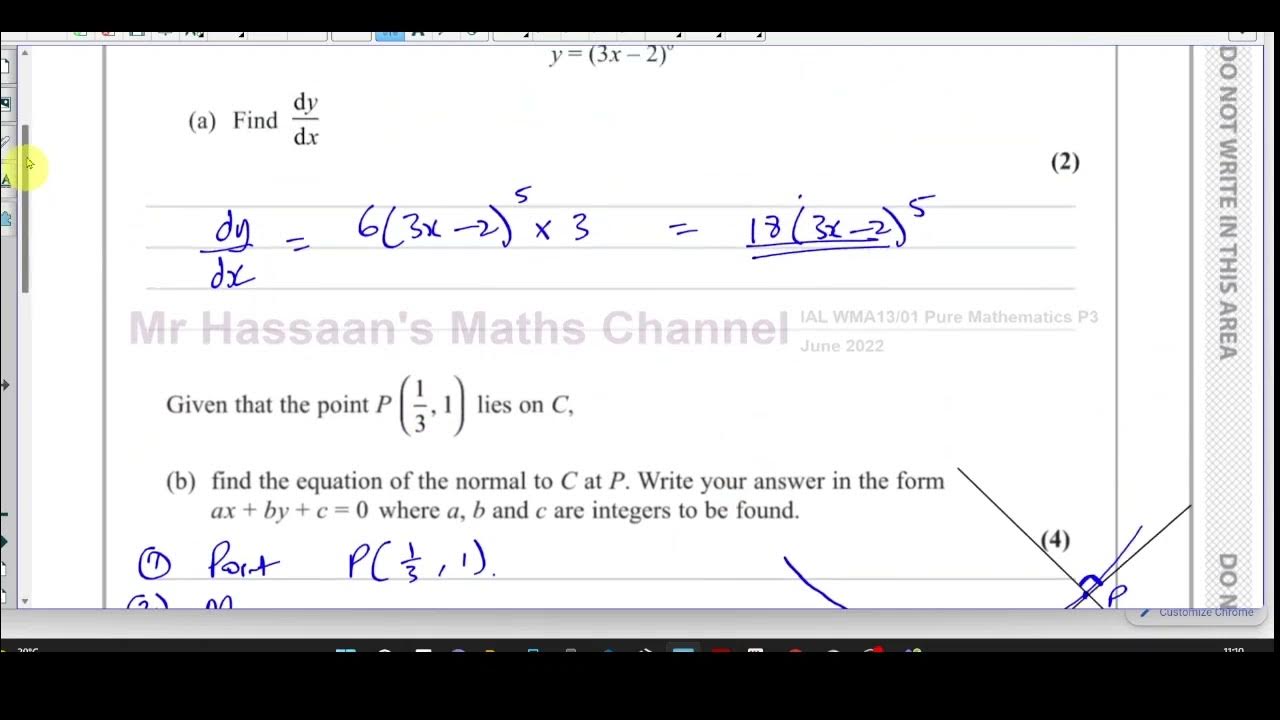 WMA13/01, IAL, (Edexcel), P3, June 2022, Q1, Differentiation, The Chain