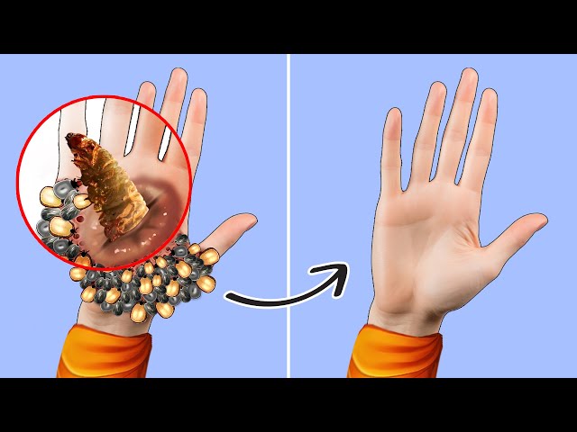 ASMR Remove Giant Maggots & Ticks From Hand | Severely Injured Treatment Animation class=
