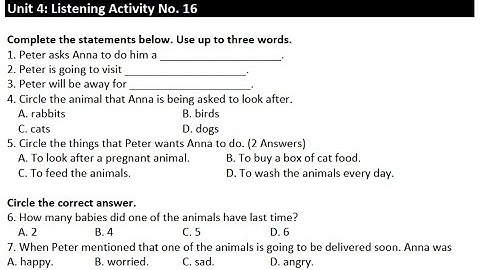 Unit 4: Listening Activity No.16