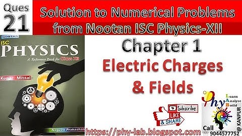 Q.21)Chapter 1: Electric Charges and Fields | Solution to Numerical Problem from Nootan ISC Physics