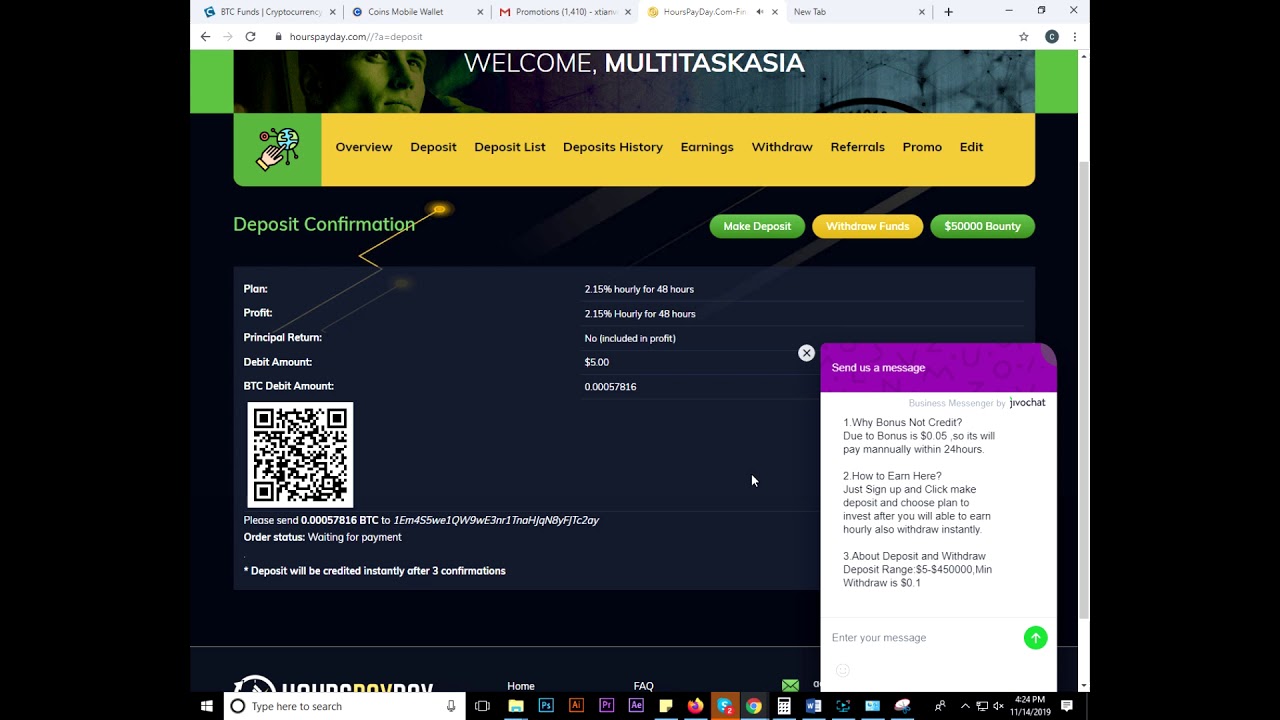 Hours Pay Day: Depositing Funds