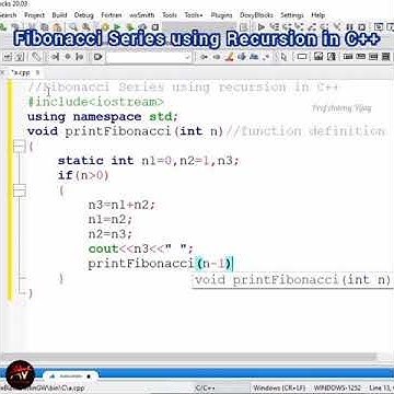 Fibonacci Series using Recursion in C++ Programming |Prof. Antony Vijay ...