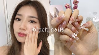 [self nail] blush nail art💕with thin french nail tip / poly gel / gel nails