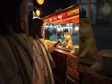 붕어가 없는 붕어빵? 강아지의 귀여운 반란! 강아지, 붕어빵, 전통시장, 노점, 코믹, 4K애니메이션, 캐릭터, 귀여움, 일상, 노포
