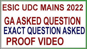 ESIC UDC MAINS 2022 Exam Analysis | ESIC UDC Mains 2022 GA Asked Questions | ESIC UDC Review 2022
