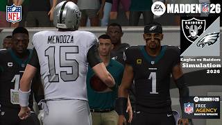 Madden 26 Dontayvion Wicks Eagles vs Fernando Mendoza Raiders Updated Roster Sim 2026 Game Play
