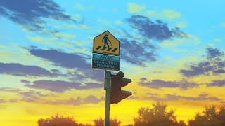 Evening Sky Traffic Light anime background artwork digital painting