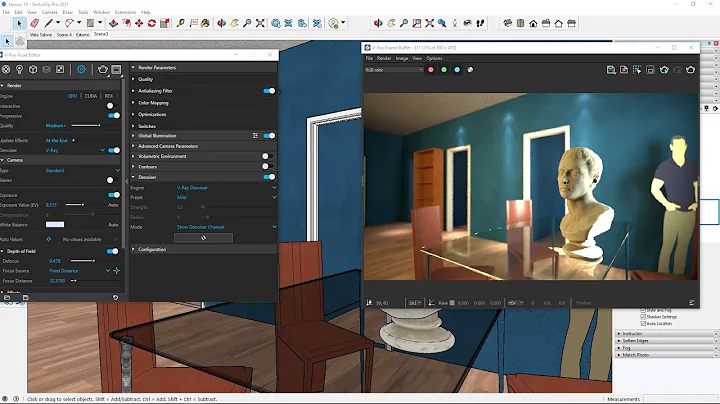 VRAY Sketchup Videocourse - 18 - Interior Render, Exposure, ISO, fstop, Shutter, Focus, DOF, Bokeh