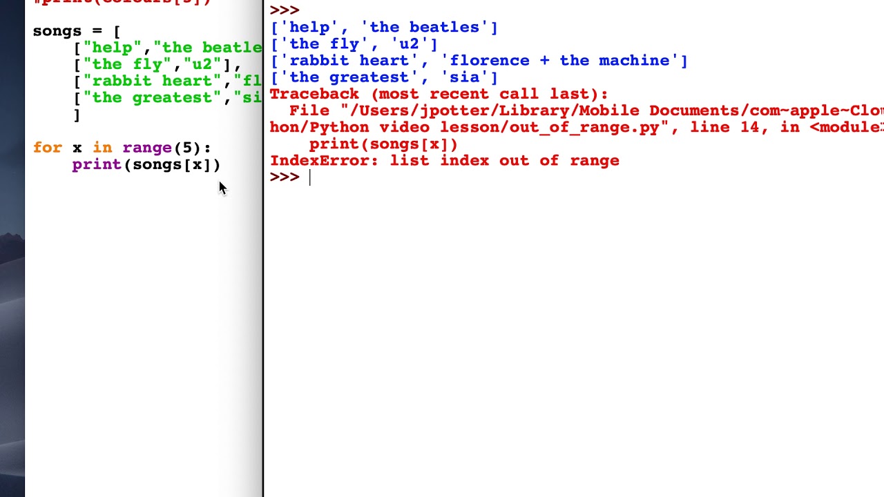 python list assignment index out of range 0