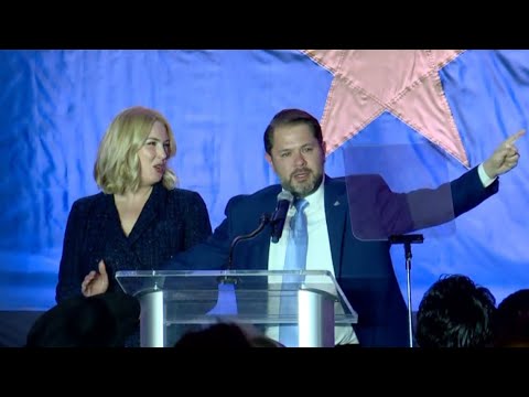Ruben Gallego makes speech, confidently claims early victory over Kari Lake [