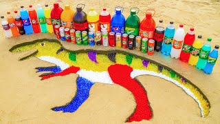 How to make T-Rex Dinosaur with Orbeez Colorful from Big Coca Cola, Fanta, Popular Sodas & Mentos