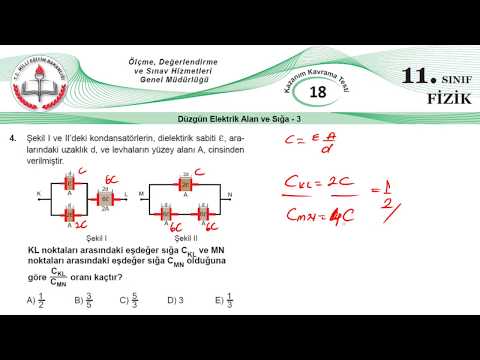 11.Sınıf MEB Okul Kursu Fizik K.K.Testi 18 (Düzgün Elektrik Alan ve Sığa-3)