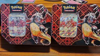 2 Charizard ex Paldean Fates Tins - Pokemon Cards Opening