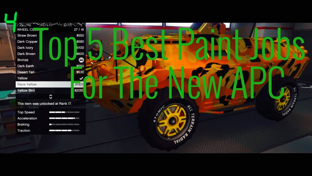 Gta 5 Online Top 5 Best Paint Jobs for The New APC Gunrunning DLC YouTube