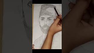 rehmat Ali Khan portrait with mono art pencils
