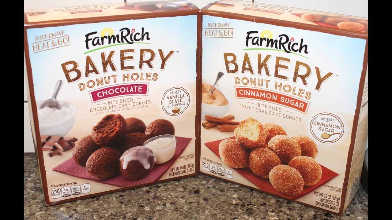 Farm Rich Bakery Donut Holes: Chocolate & Cinnamon Sugar Review - YouTube