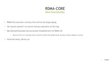 RDMA CORE Linux kernel and user space updates