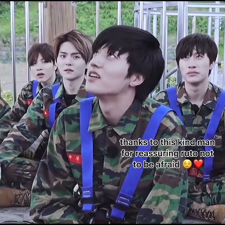 Haruto is afraid of heights then theres  the instructor & jeongwoo worrying and cheering him up 😌