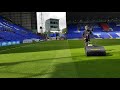 Mowing the pitch at Tranmere rovers football club