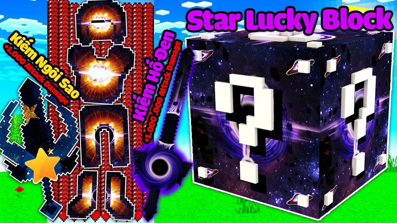 MINI GAME : STAR LUCKY BLOCK BEDWARS ** THANH KIẾM BẮN TIA LASER VŨ TRỤ SIÊU BÁ VÀ MÀN TROLL NOOB...