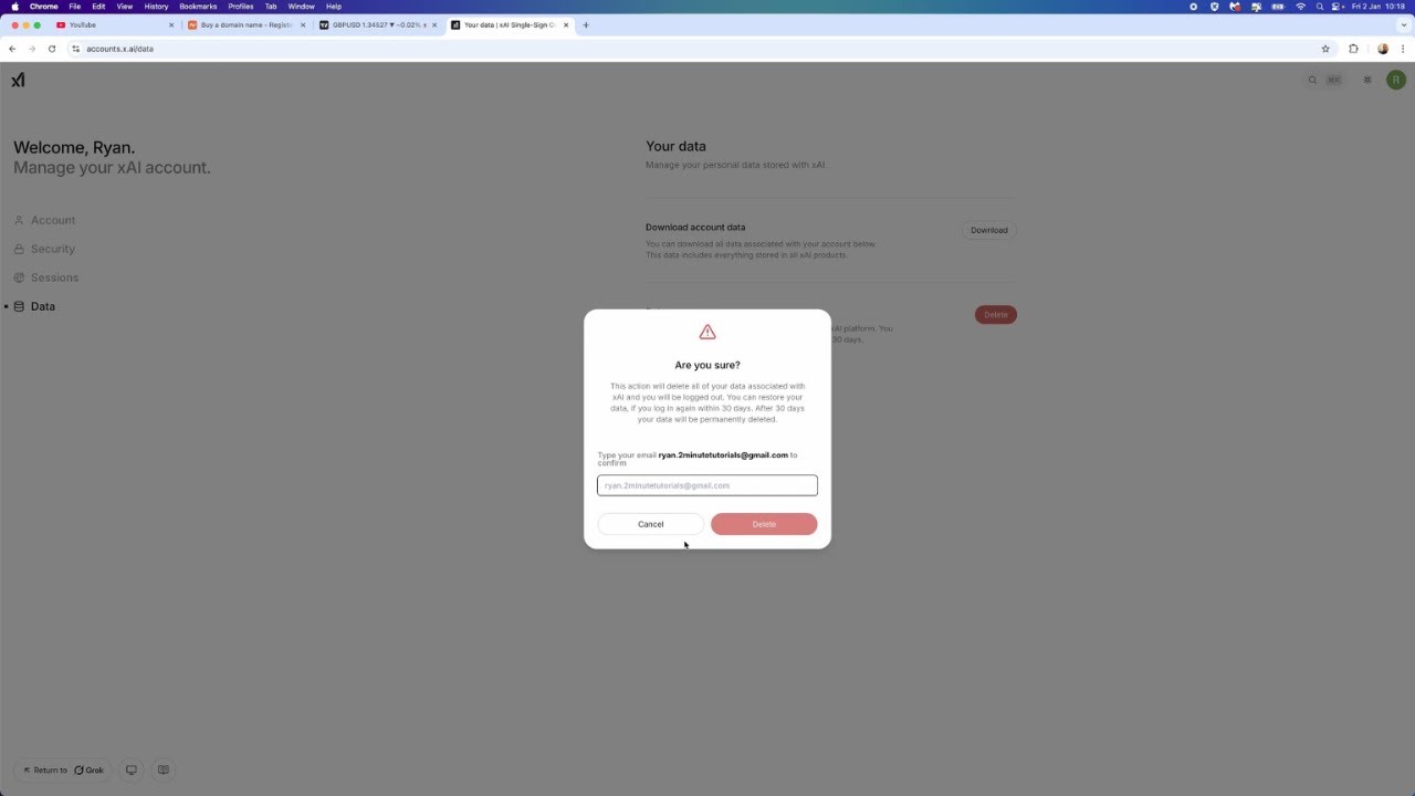 Как навсегда удалить аккаунт Grok (2026)