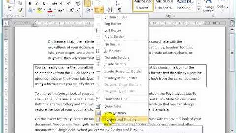 Paragraph indenting, borders and shading
