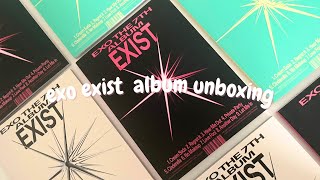unboxing eight copies of exo’s exist album ☆ (e, x, and o versions + makestar pobs)