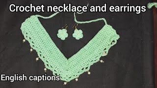 Crochet necklace and earrings, Crochet jewelry making, Crochet flower earrings, Beginners crochet, by Sylphi Crochet and Craft Tutorial 212 views 2 months ago 6 minutes, 25 seconds