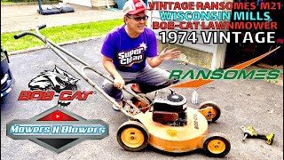 VINTAGE 1974 RANSOMES SENSATION BOB-CAT M21 PUSH LAWNMOWER WISCONSIN MARINE 4HP BRIGGS PULSAJET CARB