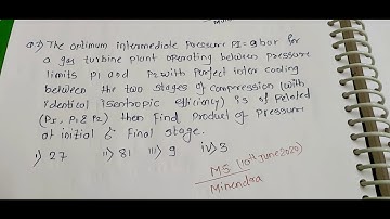 Gate mechanical Power Plant Gas Turbine (M.S.Question Series Question No-2)
