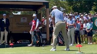 World Np. 1 Scottie Scheffler tees off at the Travelers Championship