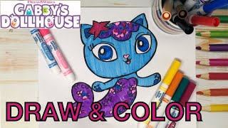 Draw and Color MerCat Gabby's Dollhouse|Coloring Page|Coloring Videos for kids|Drawing Ideas|#shorts