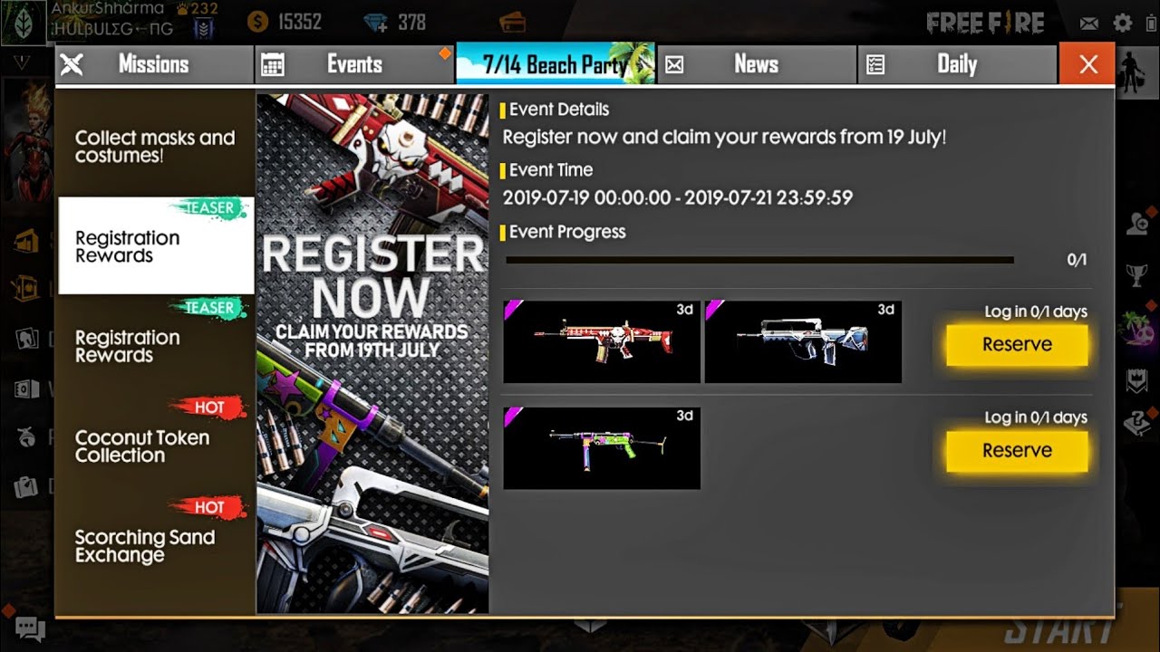 3 Free Legendary Gun Skins in Registration Rewards & Pet Skins in Store