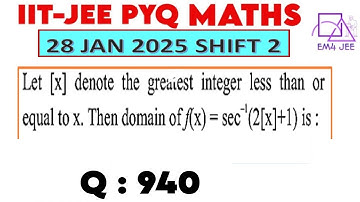 Let [x] denote greatest integer less than or equal to x. Then domain of f(x) = 〖sec〗^(-1) (2[x]+1)