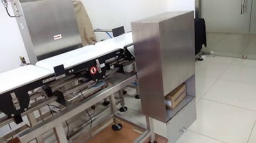 checkweigher for carton box with pusher rejector and waste bin